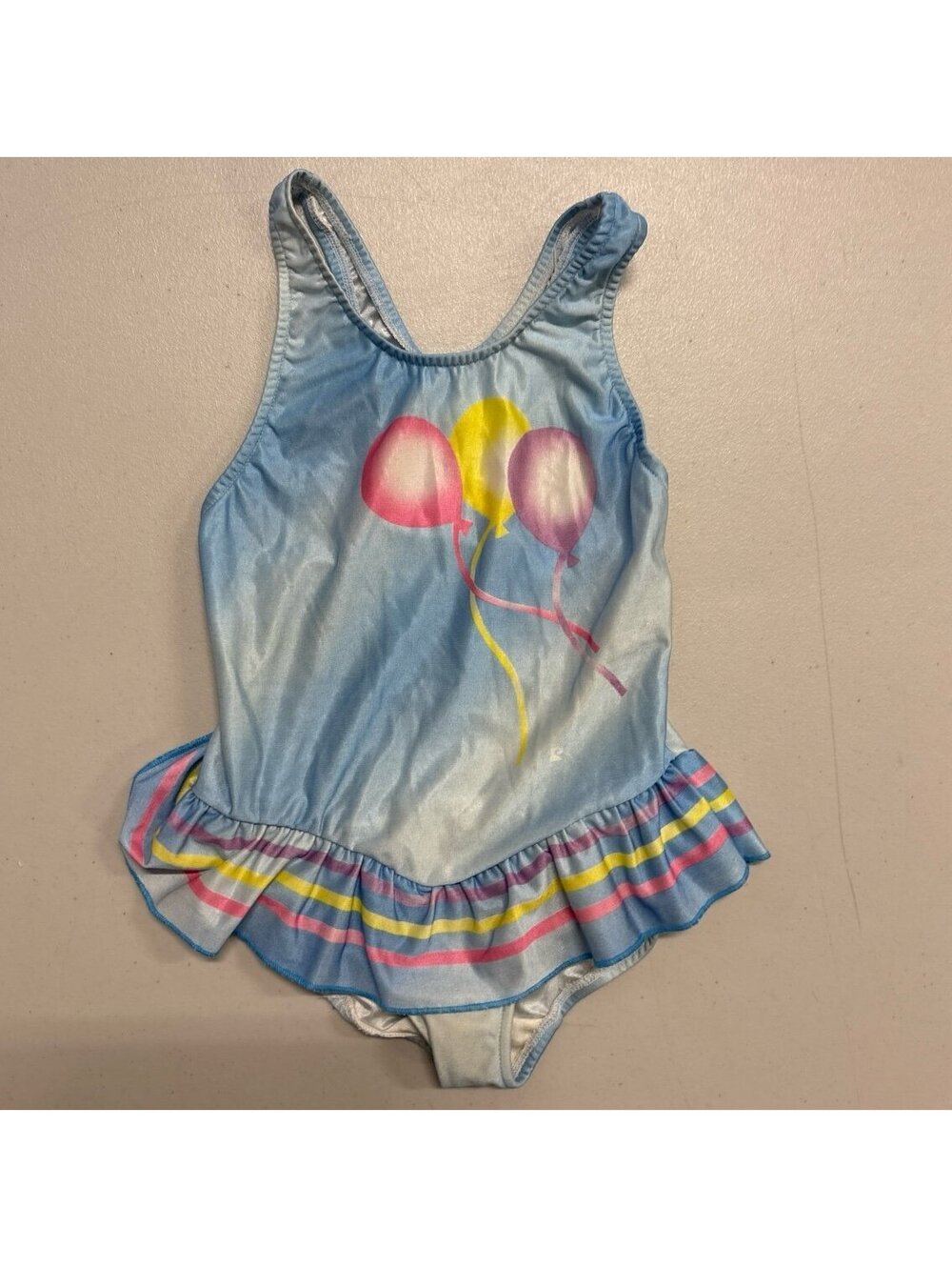 Pierre Cardin Vintage 80s Girl’s Balloon Print Swimsuit Bathing Suit Size 6